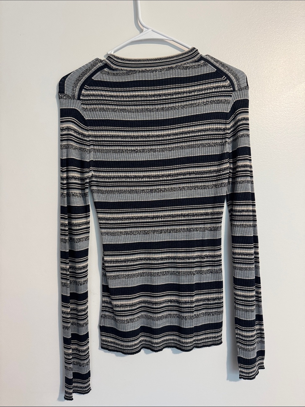 Theory Striped Rib-Knit Long-Sleeve Top - Picture 3 of 6